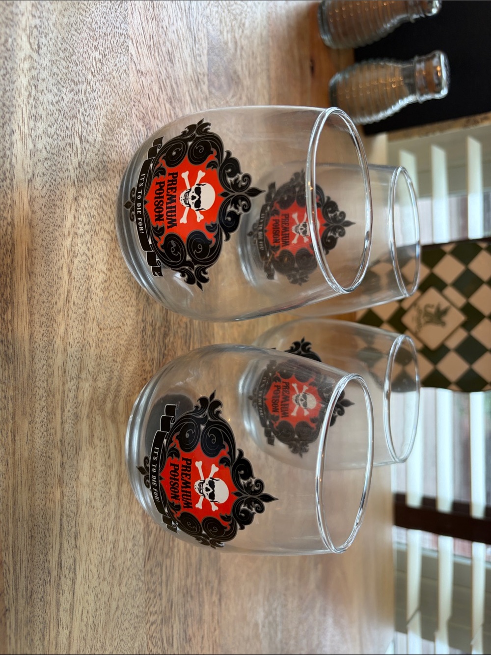 Premium Poison Skull Glasses - Clear with Black & Red Desig 4 glasses